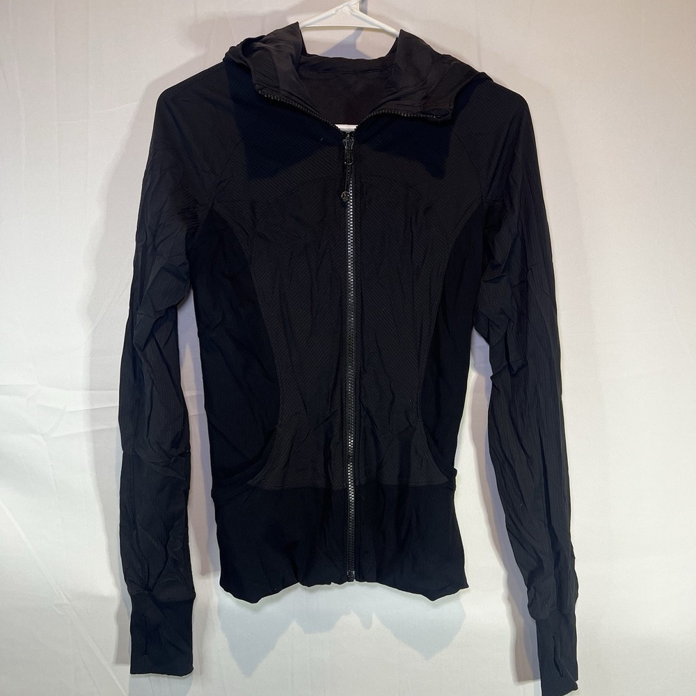 Lululemon Influx Jacket Reversible Womens 6 Black Hooded Full Zip Lightweight